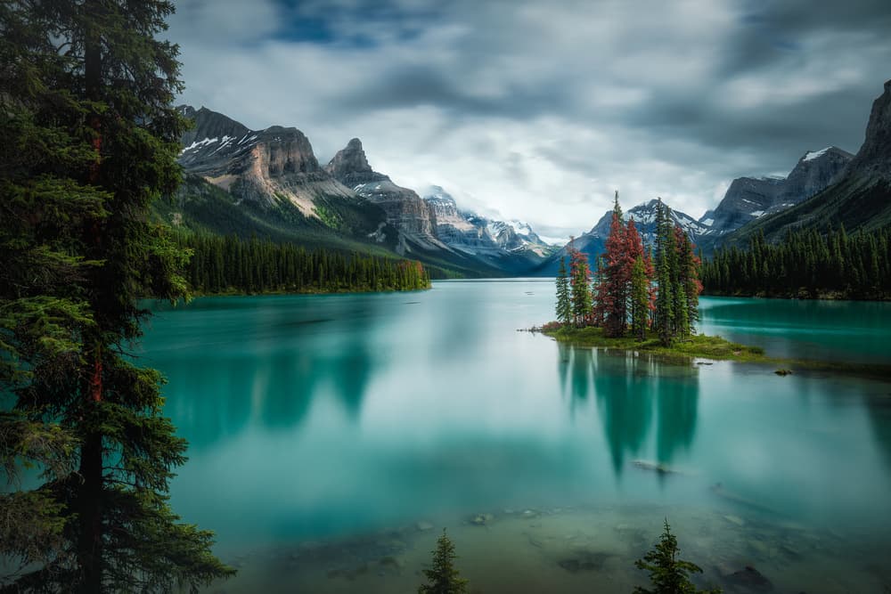 Maligne Lake Spirit Island by Alex Zhao — canvas wall art