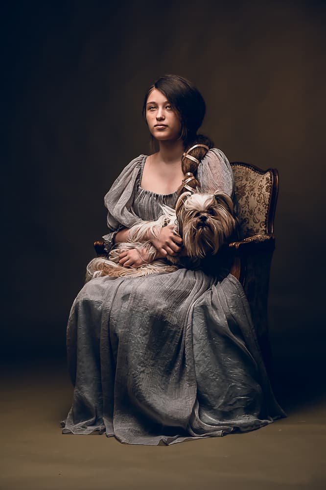 Elegant Woman With Dog by MAZAL TOV MATTY OZERI — canvas wall art