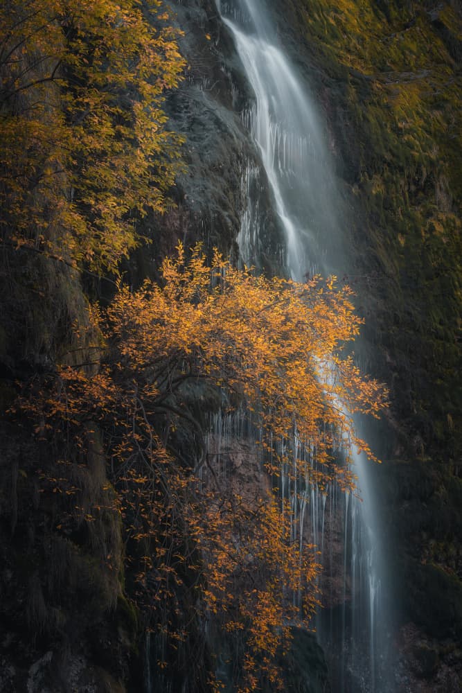 Golden Autumn Waterfall by Thomas de Franzoni — canvas wall art