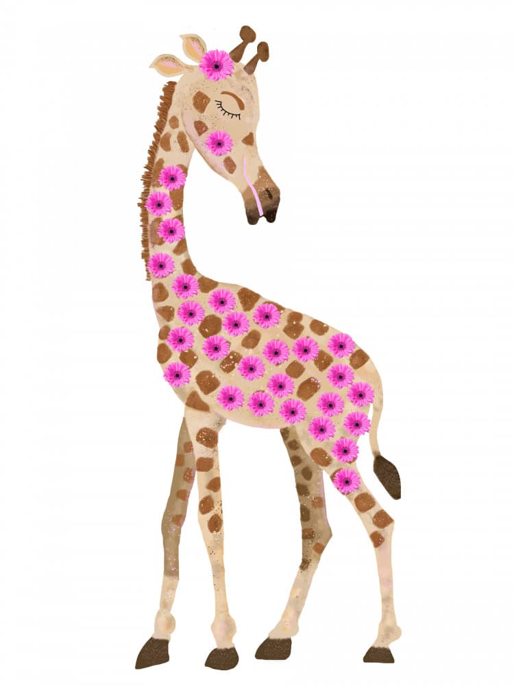 Dreamy Floral Giraffe by Lynnda Rakos — canvas wall art