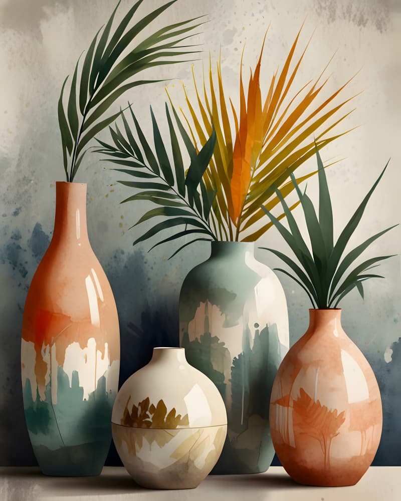Serene Watercolor Vases by Kintsugi99 — canvas wall art