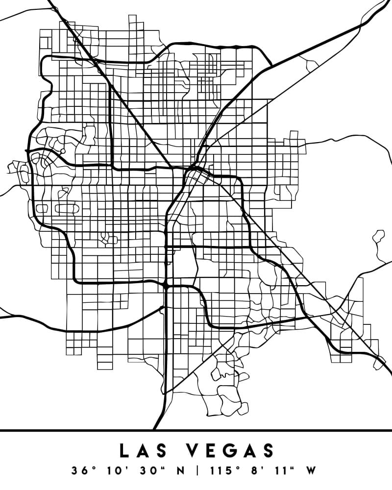 Las Vegas City Map by Emiliano Deificus — canvas wall art