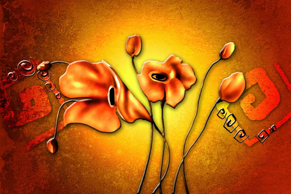 Warm Abstract Blooms by Rafal Kulik — canvas wall art