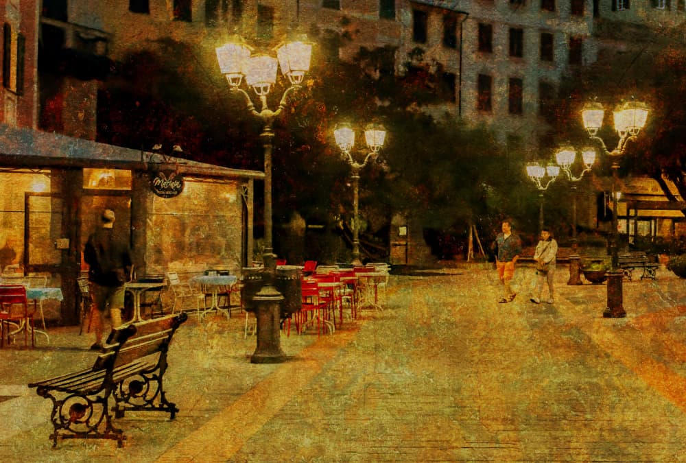Charming Night Street by Isabelle DUPONT — canvas wall art