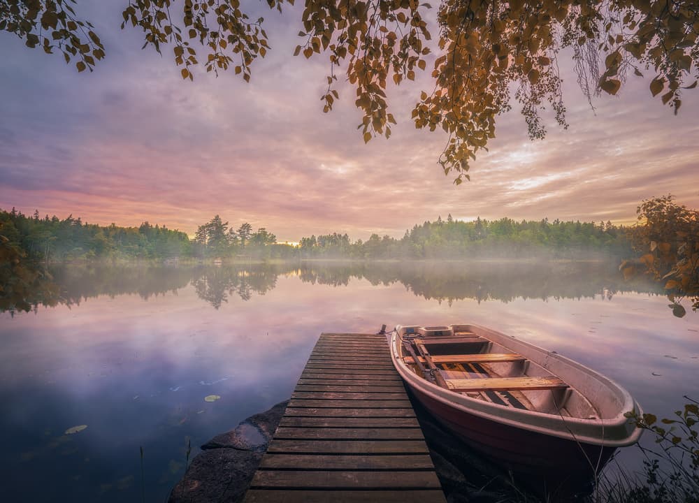 Misty Morning Lake Reflection by Christian Lindsten — canvas wall art