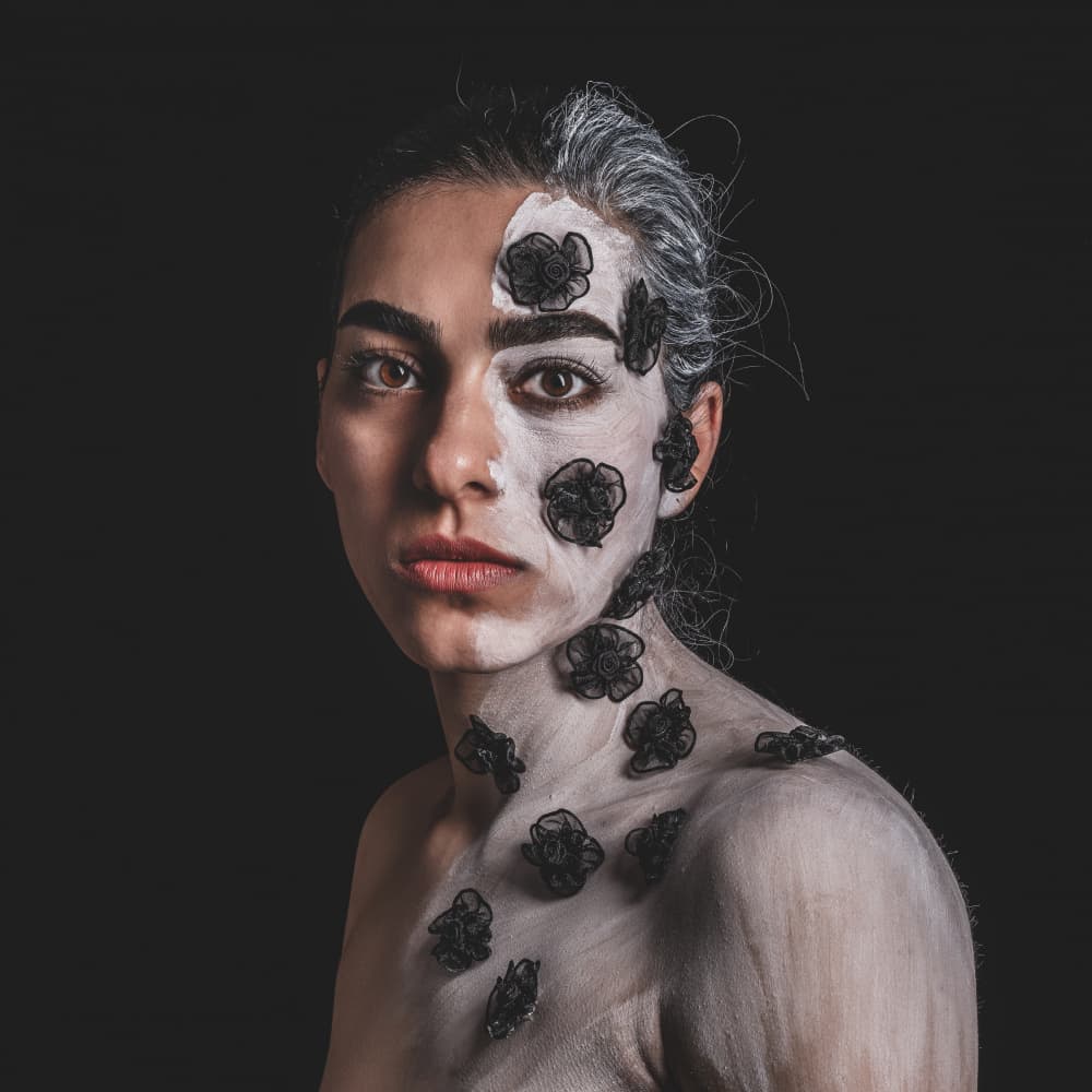 Painted Woman Flowers by Hooman Sedaghi — canvas wall art