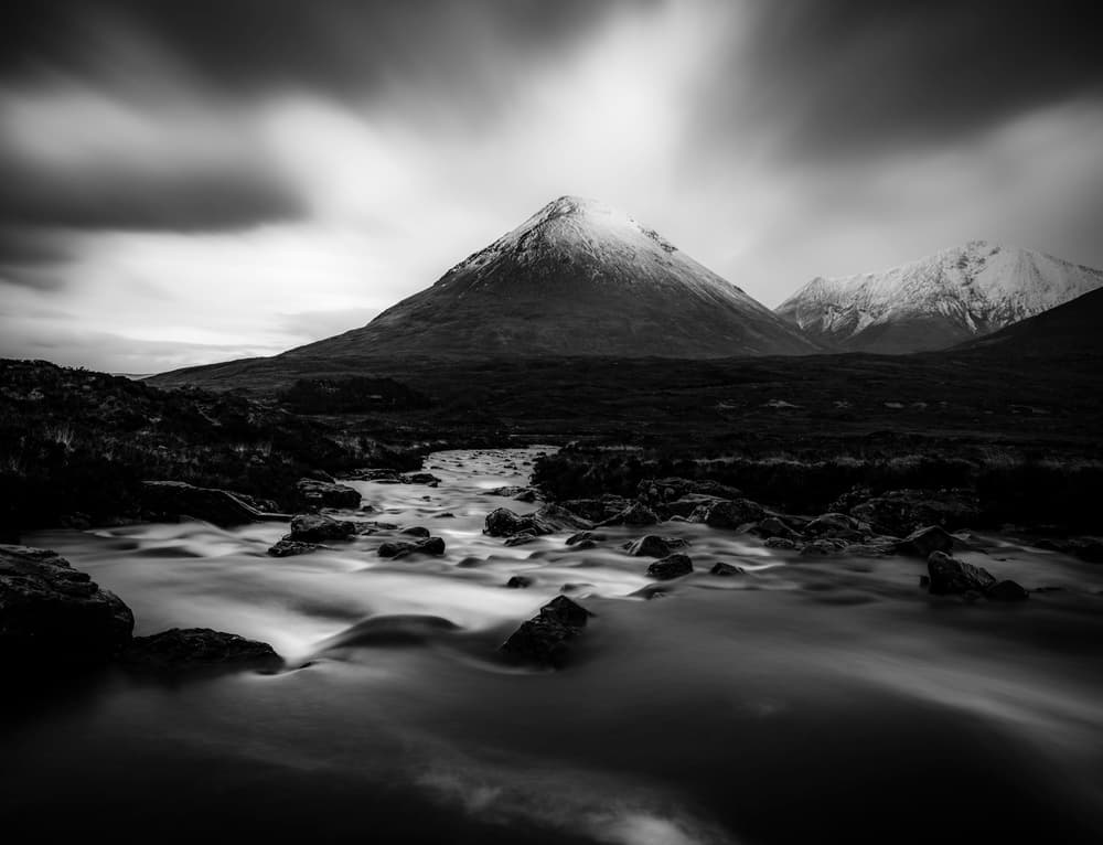 Snowy Mountain River Flow by Rob Darby — canvas wall art