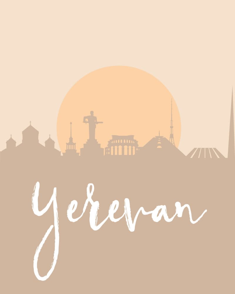 Yerevan Sunset Skyline by Emiliano Deificus — canvas wall art