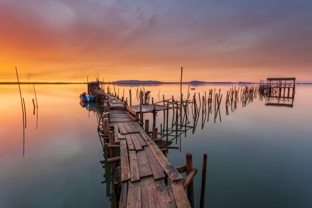 Rustic Pier Golden Sunset