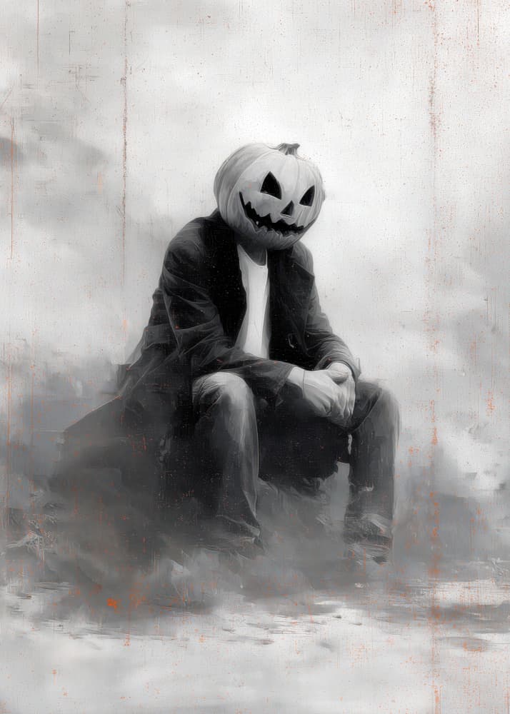 Lonely Pumpkin Man by Justyna Jaszke — canvas wall art