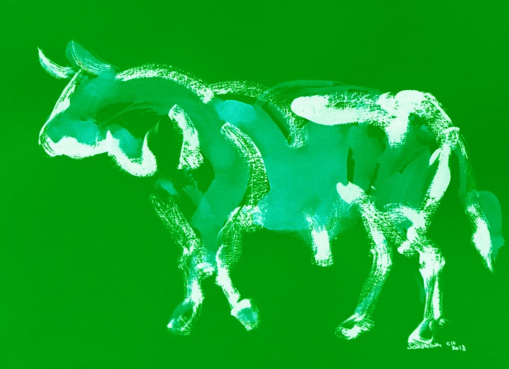 Green Abstract Cow by Santhosh ch — canvas wall art