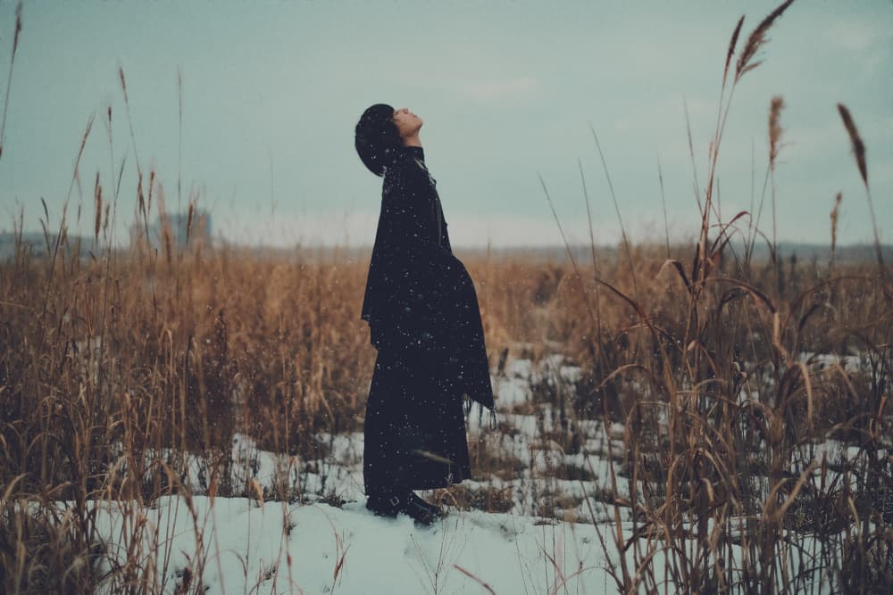 Solitary Figure Winter Field by Kurosaki Sangan — canvas wall art