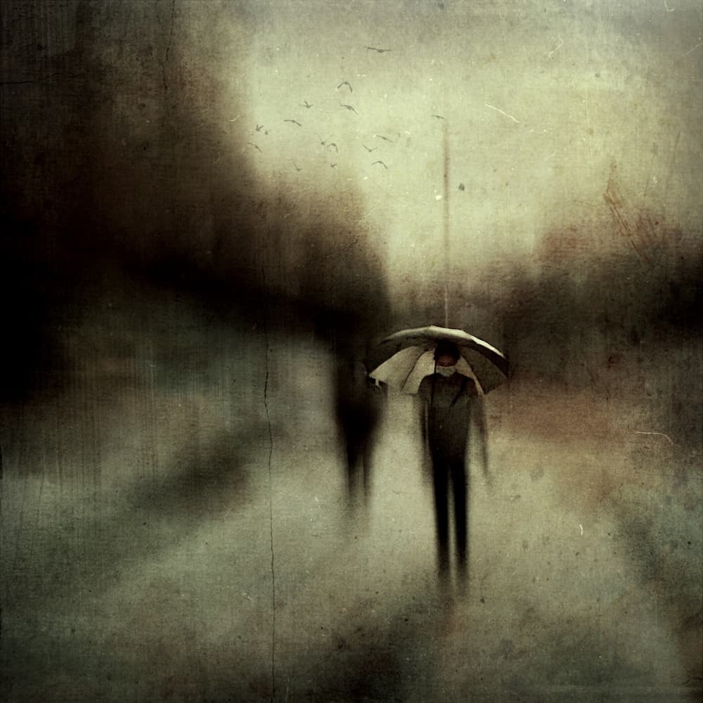 Lone Figure in Rain by Lammakmak — canvas wall art