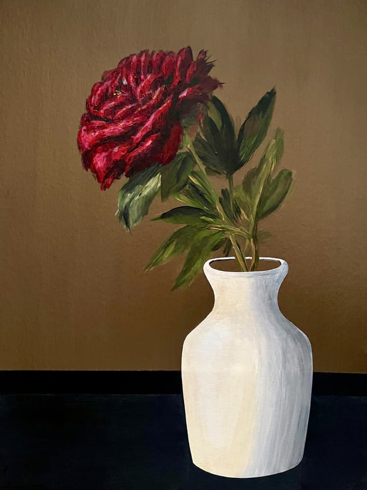 Red Peony Still Life by Marina Kozyr — canvas wall art