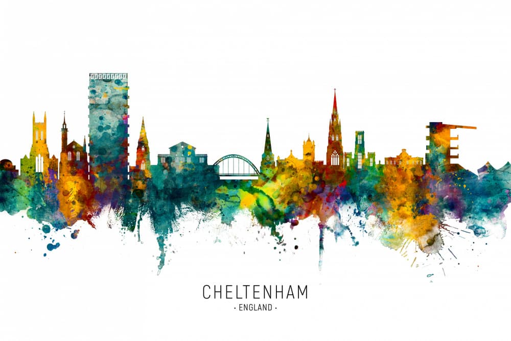Colorful Cheltenham Skyline by Michael Tompsett — canvas wall art
