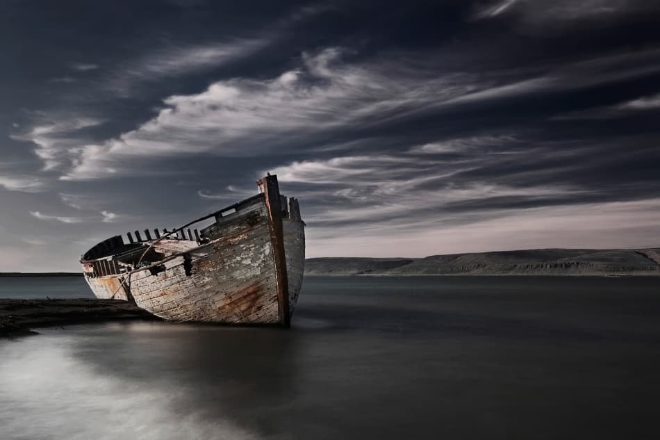 Moody Shipwreck Shore by Bragi Ingibergsson - BRIN — canvas wall art