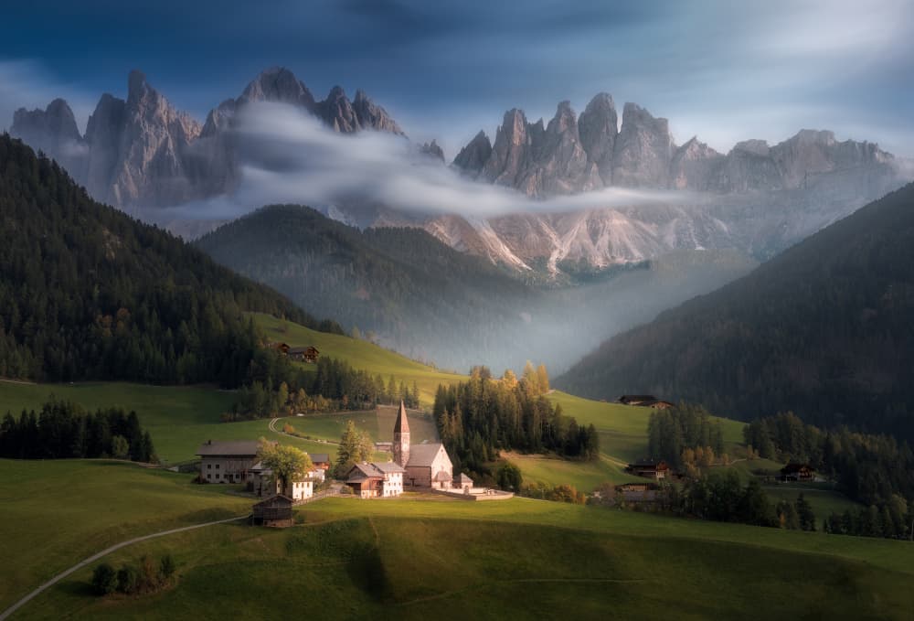 Sunlit Mountain Village by Gu and Hongchao — canvas wall art