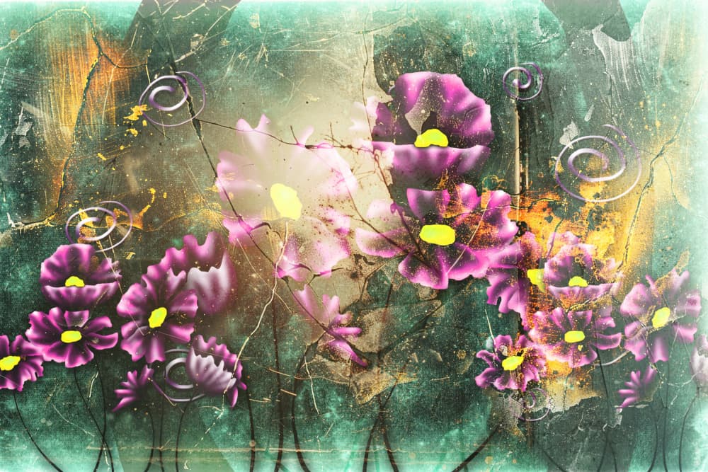 Vivid Floral Teal Dream by Rafal Kulik — canvas wall art