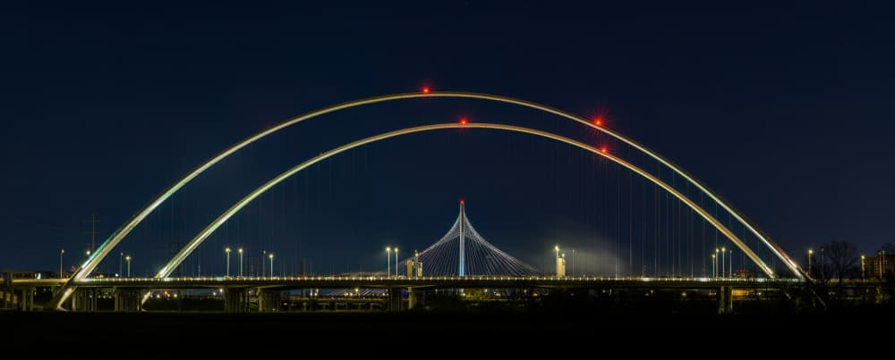 Illuminated Dallas Bridges by Mike He — canvas wall art