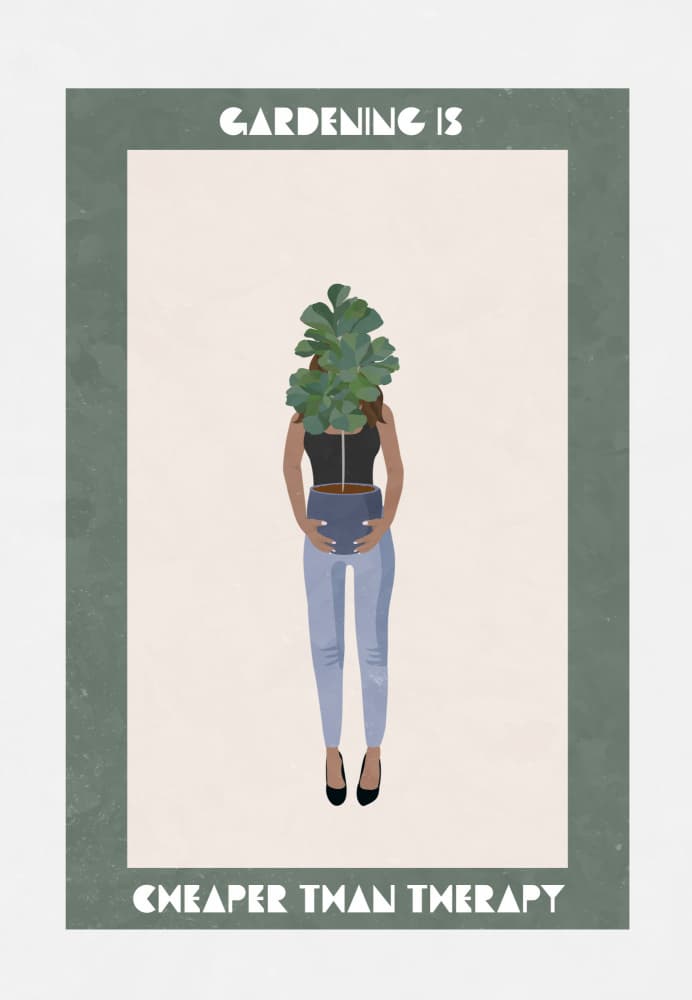Gardening Is Therapy by Sarah Manovski — canvas wall art