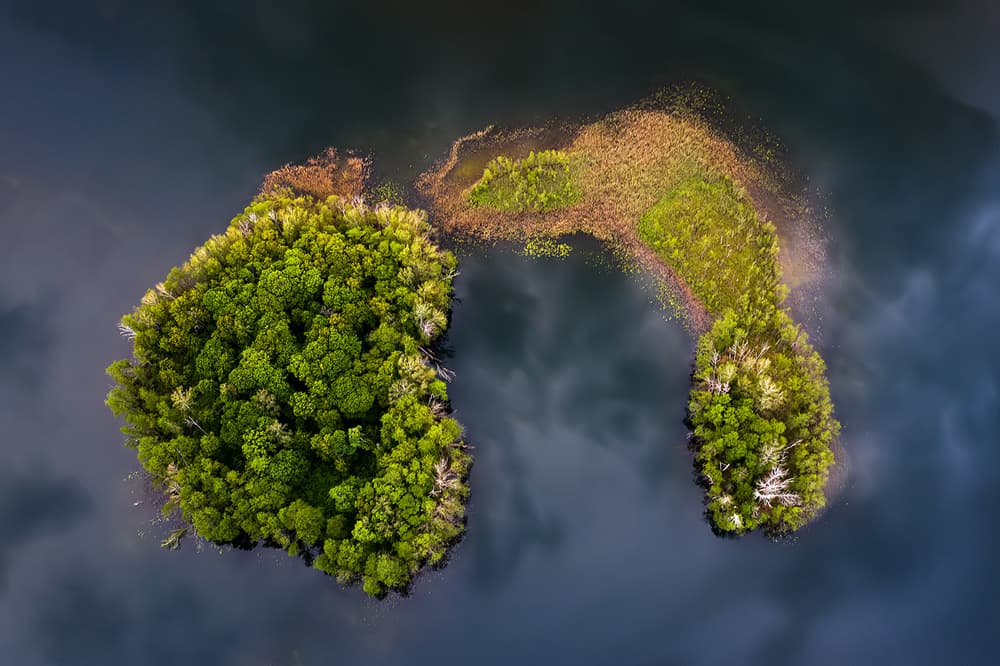 Curved Green Island Lake by Wojciech Kruczynski — canvas wall art