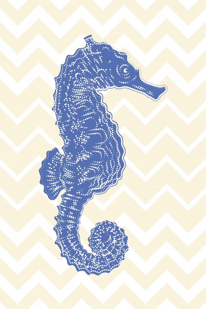 Blue Seahorse Chevron by Martina — canvas wall art
