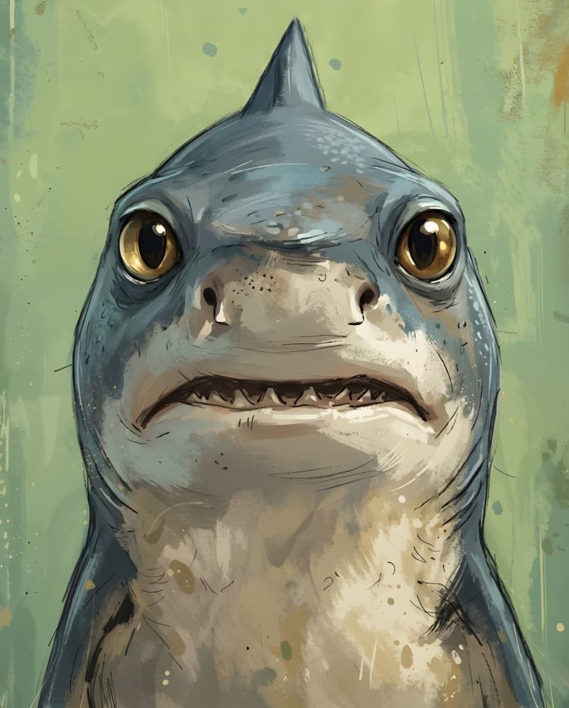 Worried Baby Shark by HUGO — canvas wall art