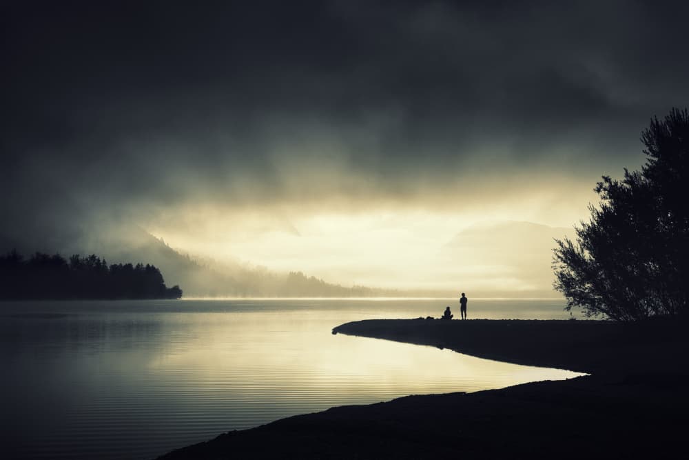 Misty Lake Golden Light by Pawel Kado — canvas wall art