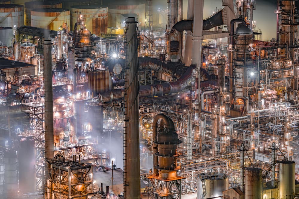Glowing Factory Night by Kobayashi Tetsurou — canvas wall art