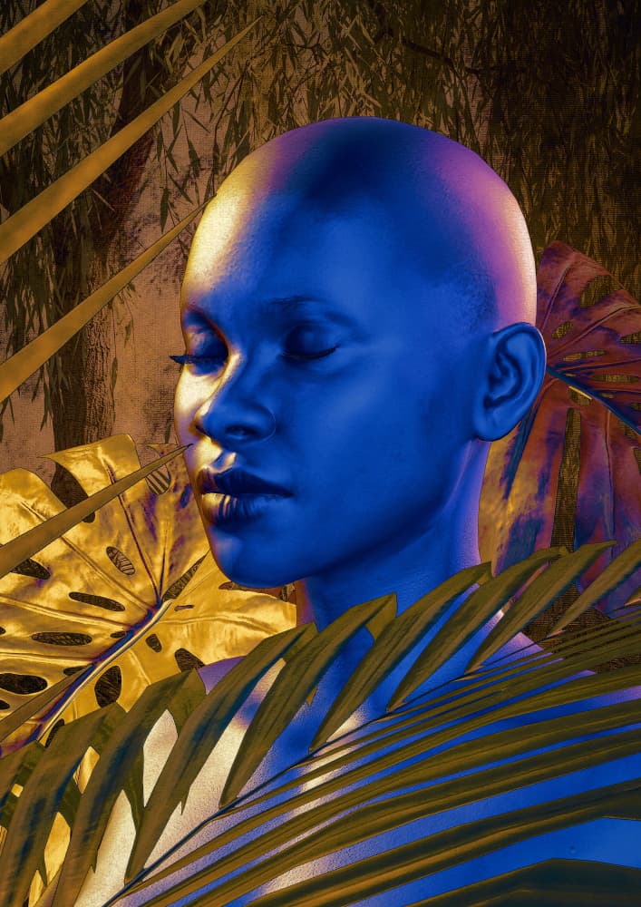 Exotic Blue Portrait by CosmoZach — canvas wall art