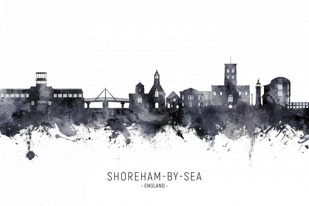 Shoreham-by-Sea Watercolor by Michael Tompsett — canvas wall art