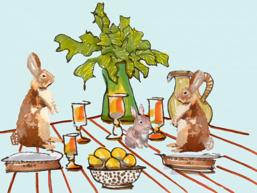 Whimsical Bunny Dinner by Breanna Megan Studio — canvas wall art