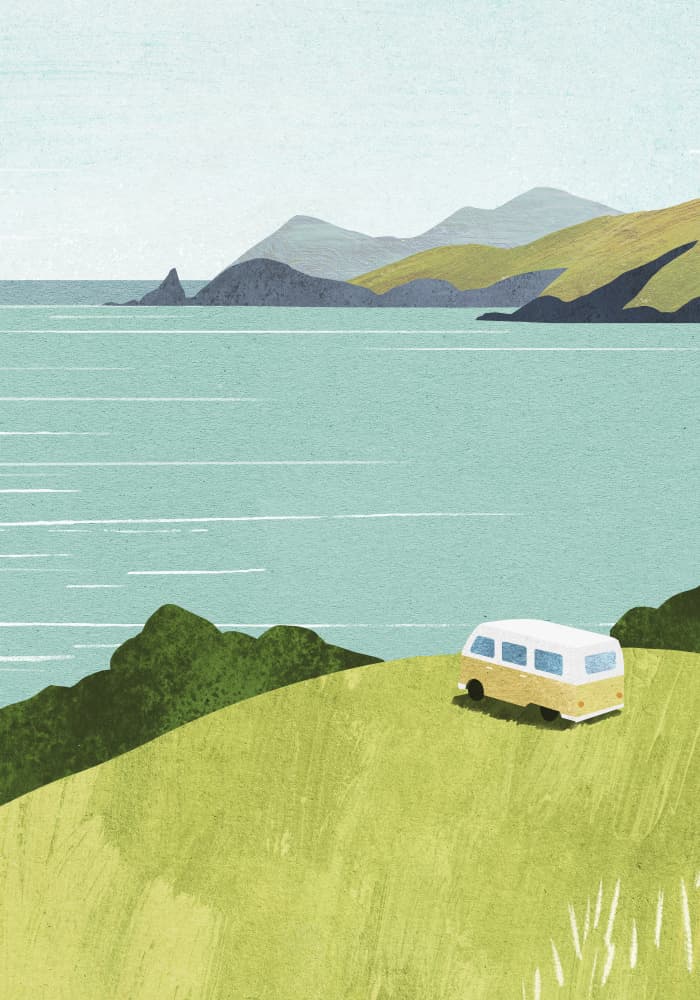 Coastal Van Journey by longwayhome — canvas wall art