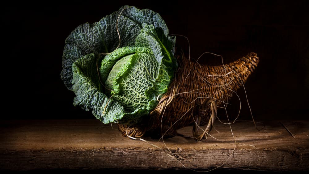 Dramatic Cabbage Basket by Felice Angelino — canvas wall art
