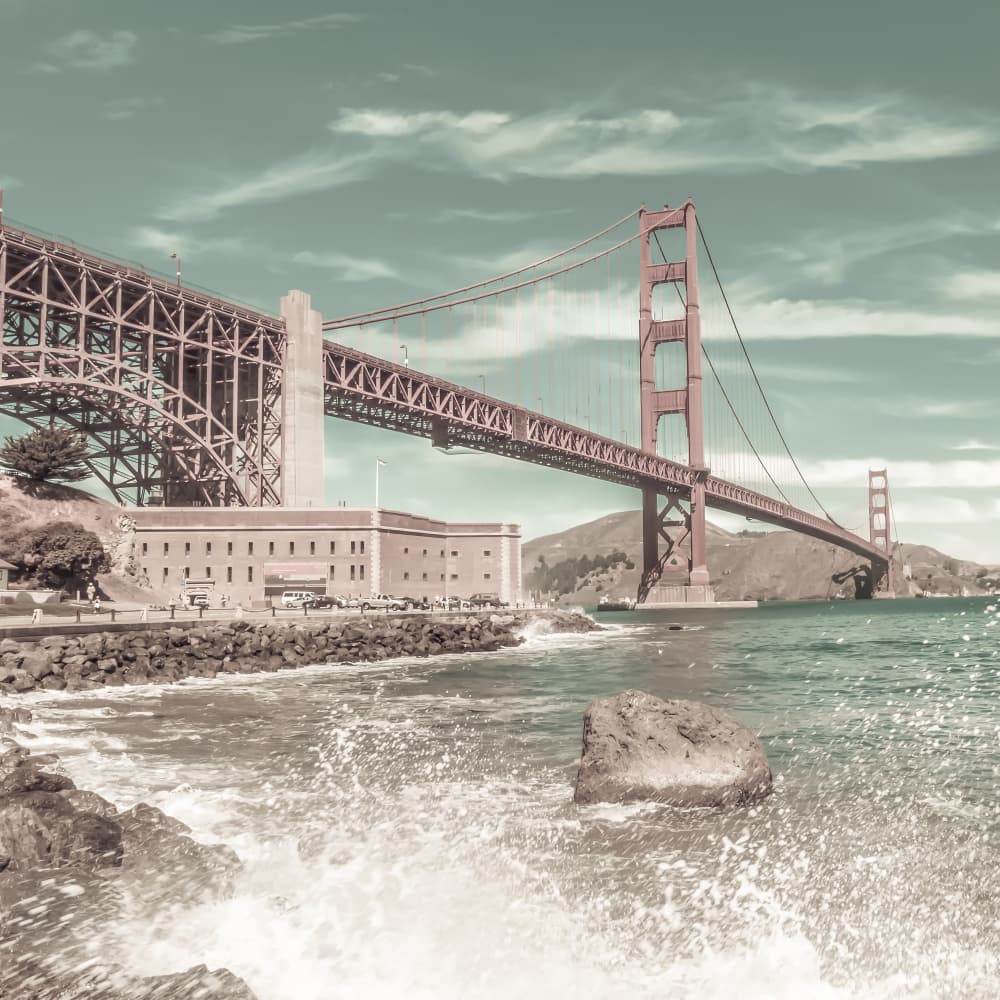 Golden Gate Bridge Ocean Waves by Melanie Viola — canvas wall art