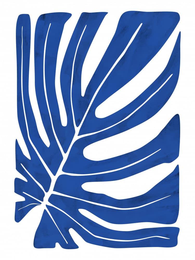 Deep Blue Monstera by Elena Ristova — canvas wall art