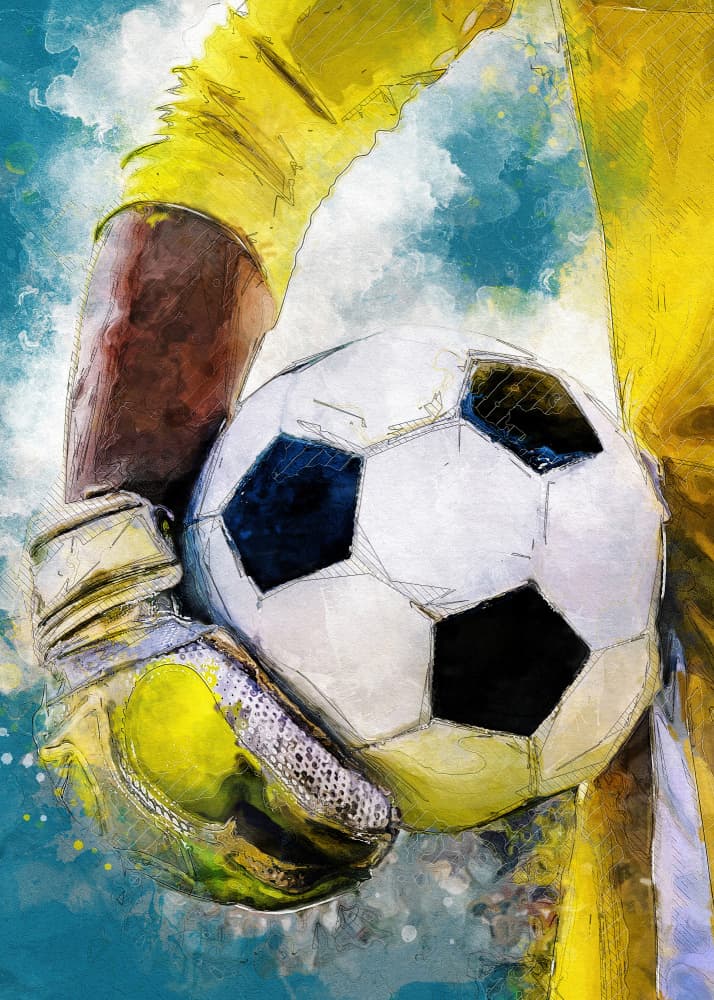 Goalkeeper's Vibrant Catch by Justyna Jaszke — canvas wall art