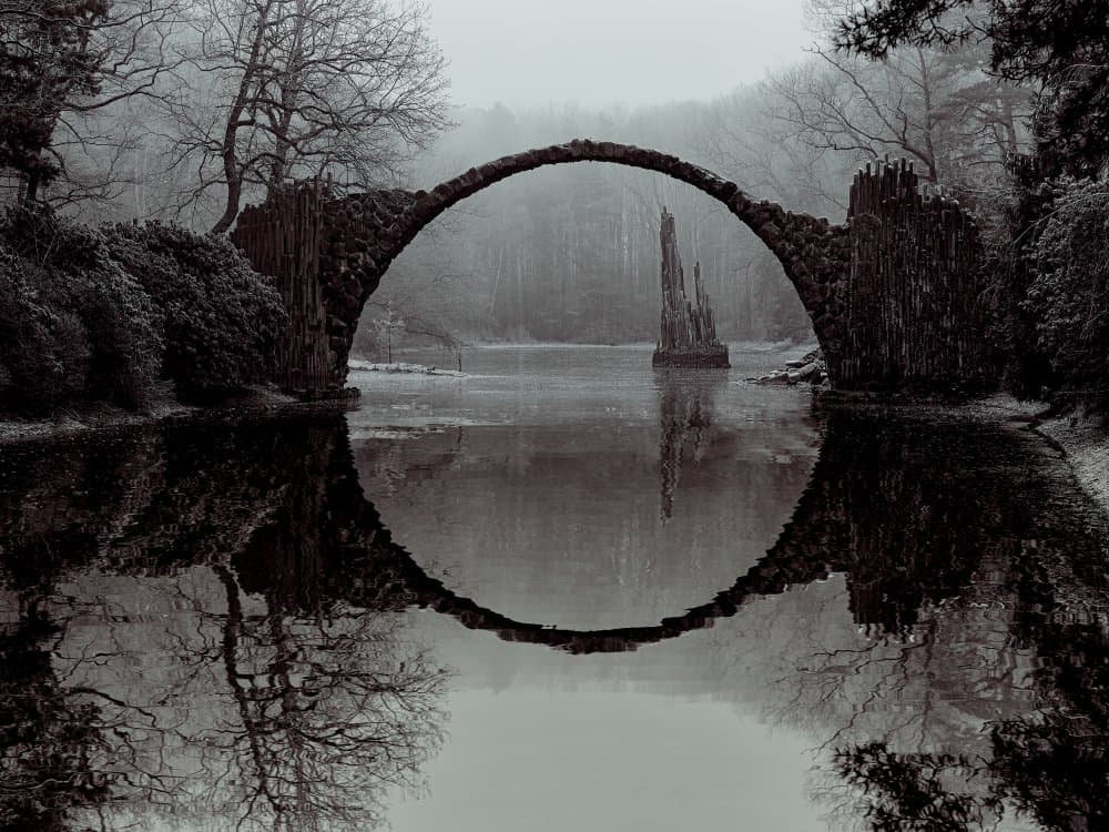 Mysterious Stone Arch Reflection by Mike Kreiten — canvas wall art