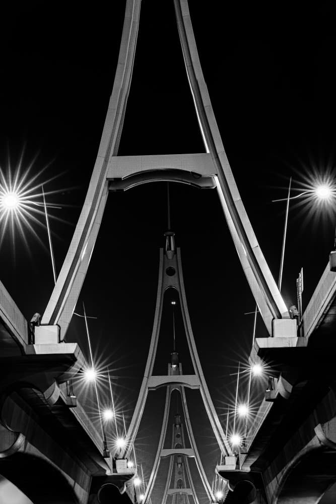 Symmetrical Night Bridge by Hasan Dimdik — canvas wall art
