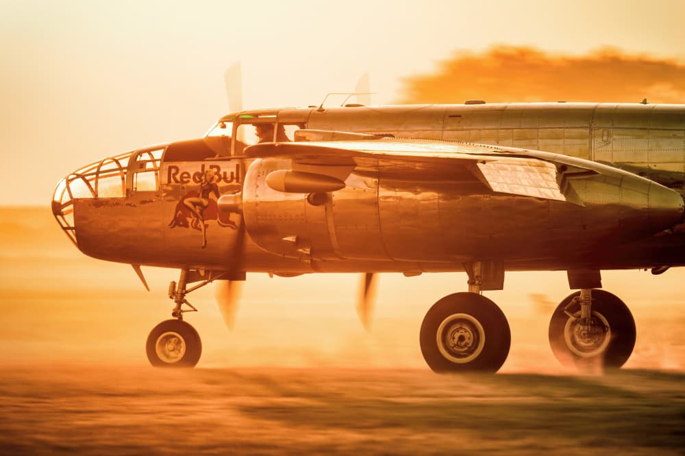 Vintage Bomber Golden Hour by Piotr Wrobel — canvas wall art