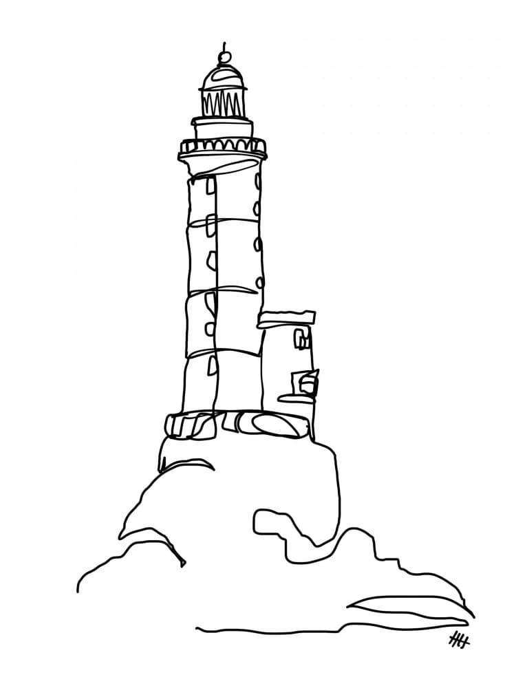 Coastal Lighthouse Line Art by Hanna Lee Tidd — canvas wall art
