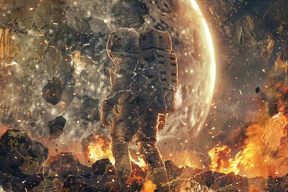 Burning World Astronaut by Rafal Kulik — canvas wall art