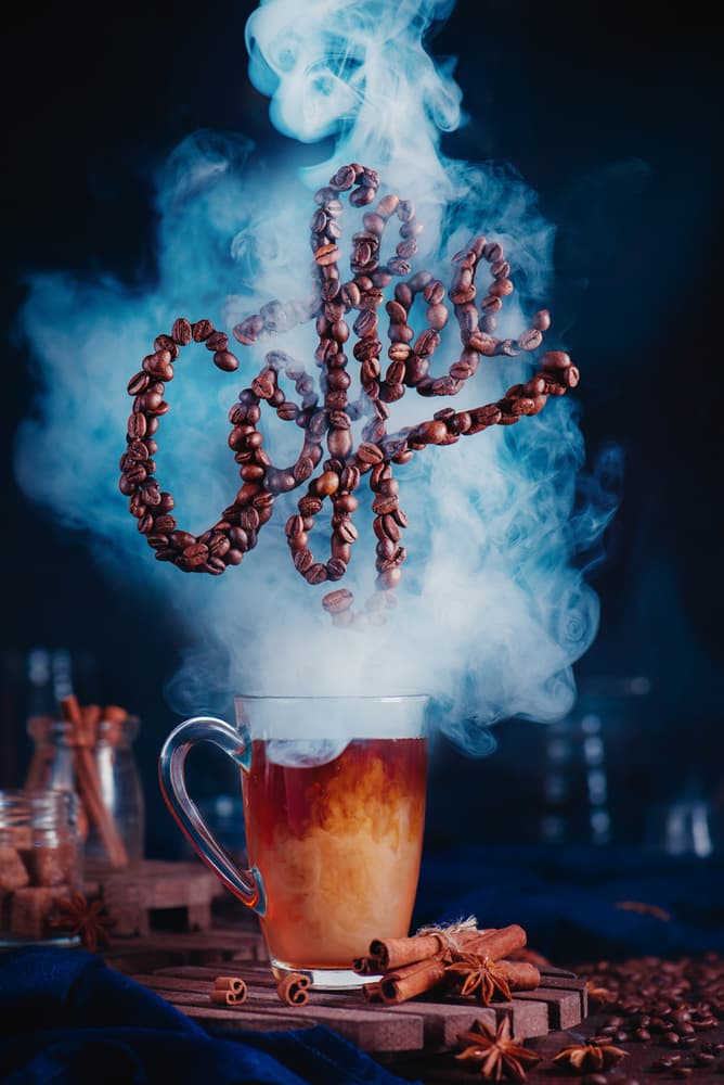 Steaming Coffee Bean Art by Dina Belenko — canvas wall art