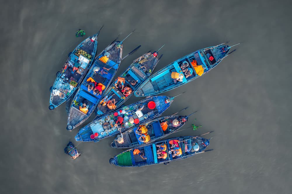 Vibrant Floating Market by Mei Xu — canvas wall art