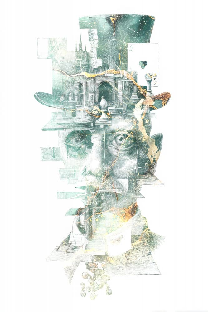 Surreal Top Hat Cityscape by Rafal Kulik — canvas wall art