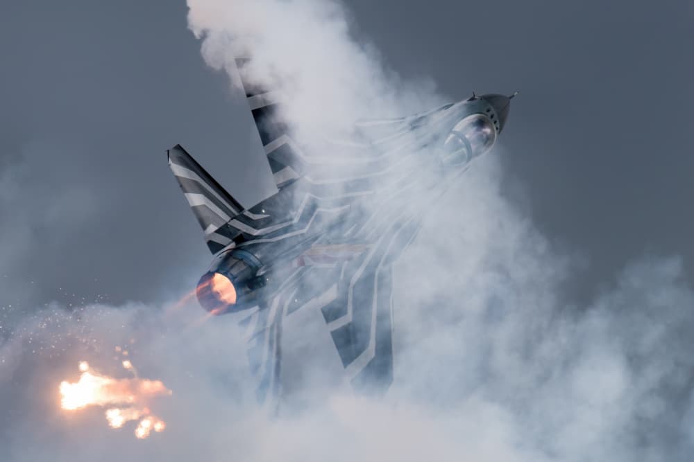 Fighter Jet Flare Display by Piotr Wrobel — canvas wall art
