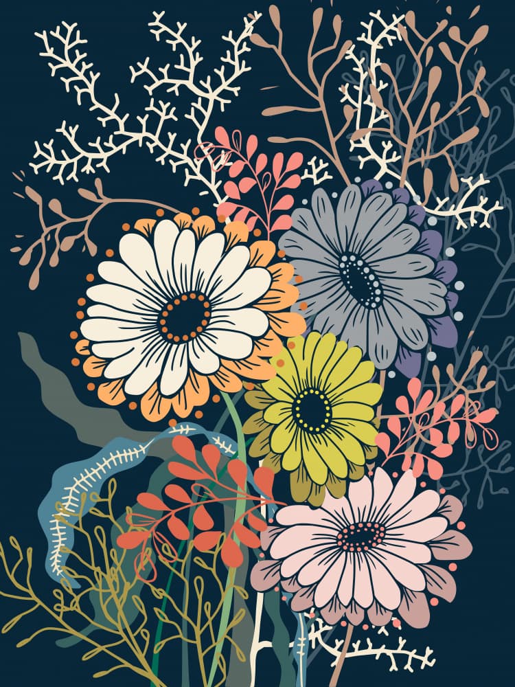 Colorful Botanical Illustration by Annick — canvas wall art
