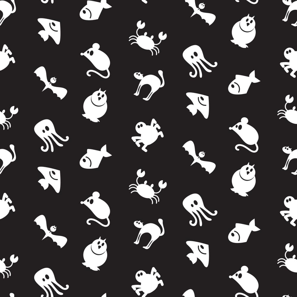 Spooky Cute Animal Pattern by Marika Barsrsind — canvas wall art