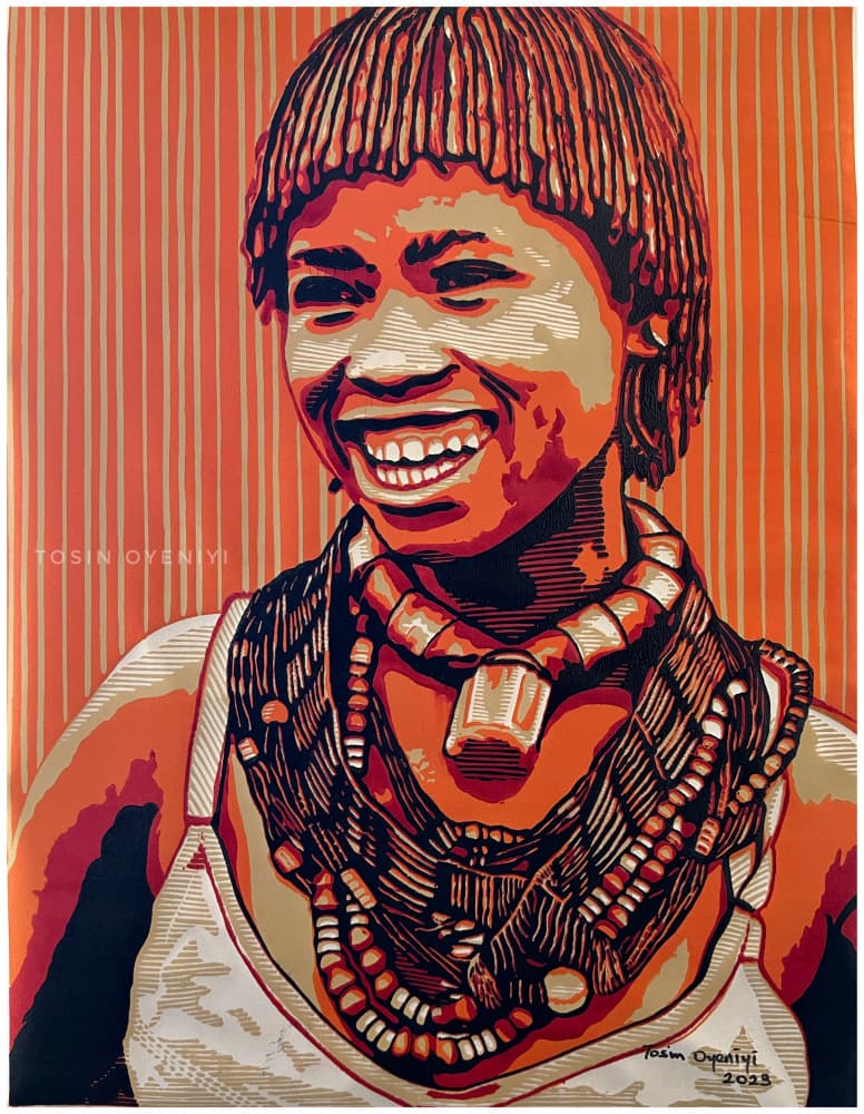 Vibrant Smiling Woman by Tosin Oyeniyi — canvas wall art