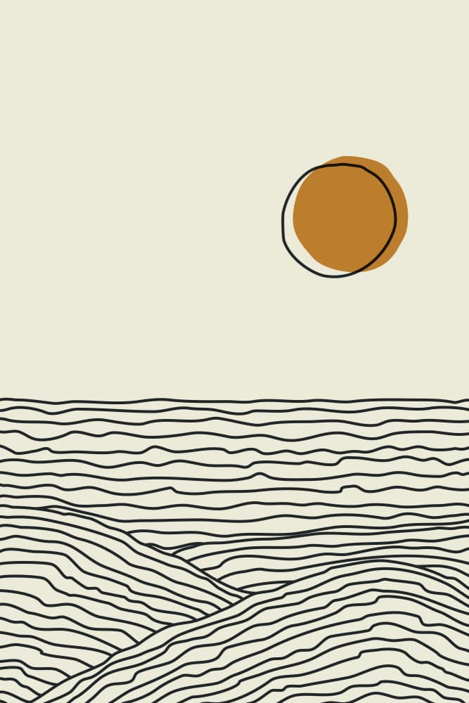 Minimal Sun Over Waves by jay stanley — canvas wall art